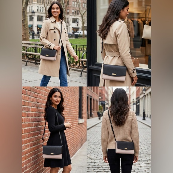 Kate Spade Laurel Way Winni Crossbody Wallet Black and Nude